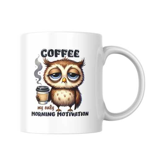 Coffee My Only Morning Motivation Mug, Funny Coffee Cup, Cute Animal Mug for Coffee Lovers, Morning Humor Gift for Mum or Friend