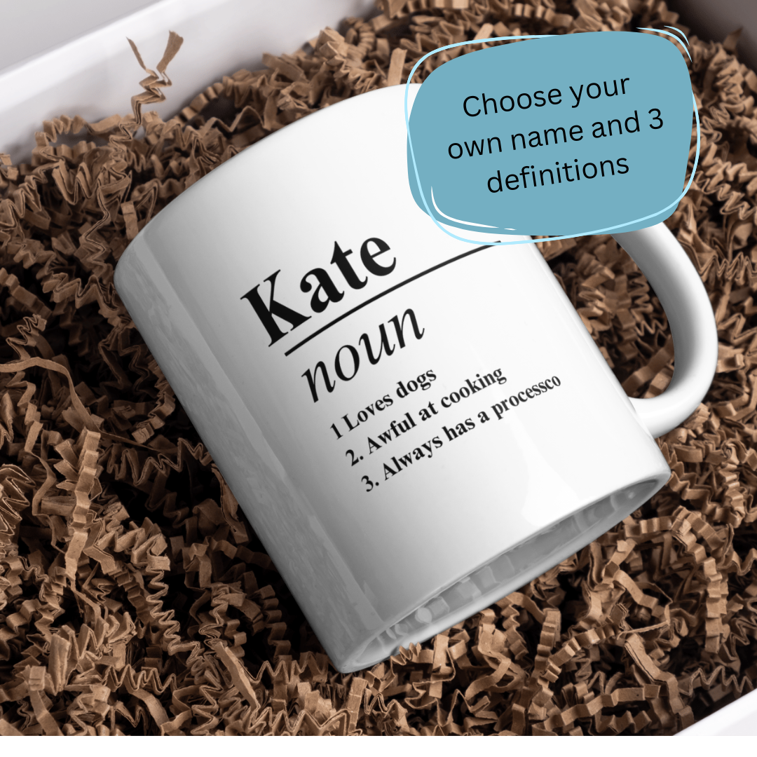 Personalised Name Definition Mug, Gifts Ideas, Presents For Mum, Dad, Birthday, Christmas, Mothers, Fathers Day, Any Wording