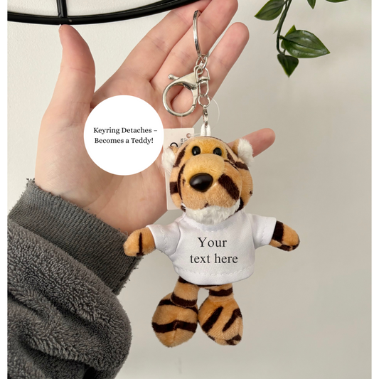 Custom Tiger Keyring, Keyring Gift, Tiger Gift, Tiger Present, Custom Text Keyring, Personalised Tiger Keyring, Gift For Her