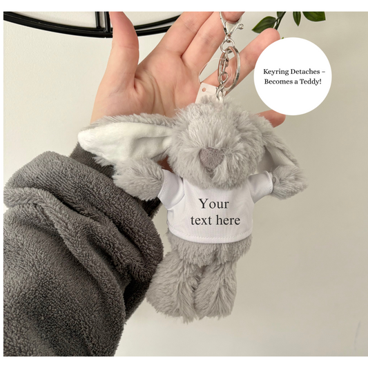Custom Rabbit Keyring, Keyring Gift, Rabbit Gift, Rabbit Present, Custom Text Keyring, Personalised Rabbit Keyring, Gift For Her