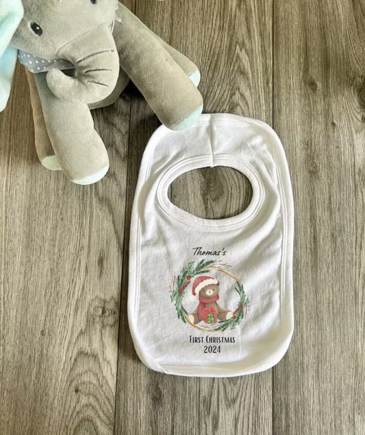 Personalised First Christmas Bib, My First Christmas Baby Bib, 1st Christmas Baby Bib, First Christmas Baby Gift, Food Bib, Dribble Bib