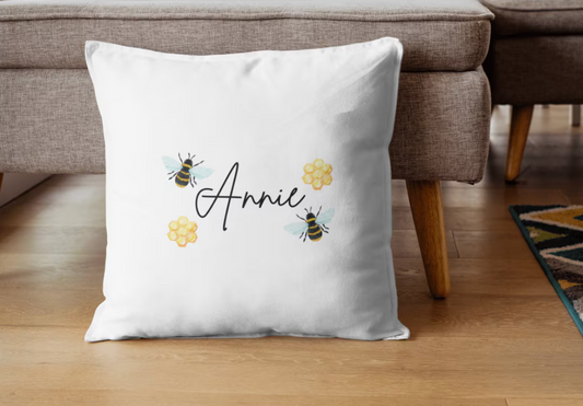 Personalised Bee Cushion COVER, Honey Comb, Bumble Bee, Bee, Custom, Personalised, Bee Cushion Cover, For Her, Present, Gift