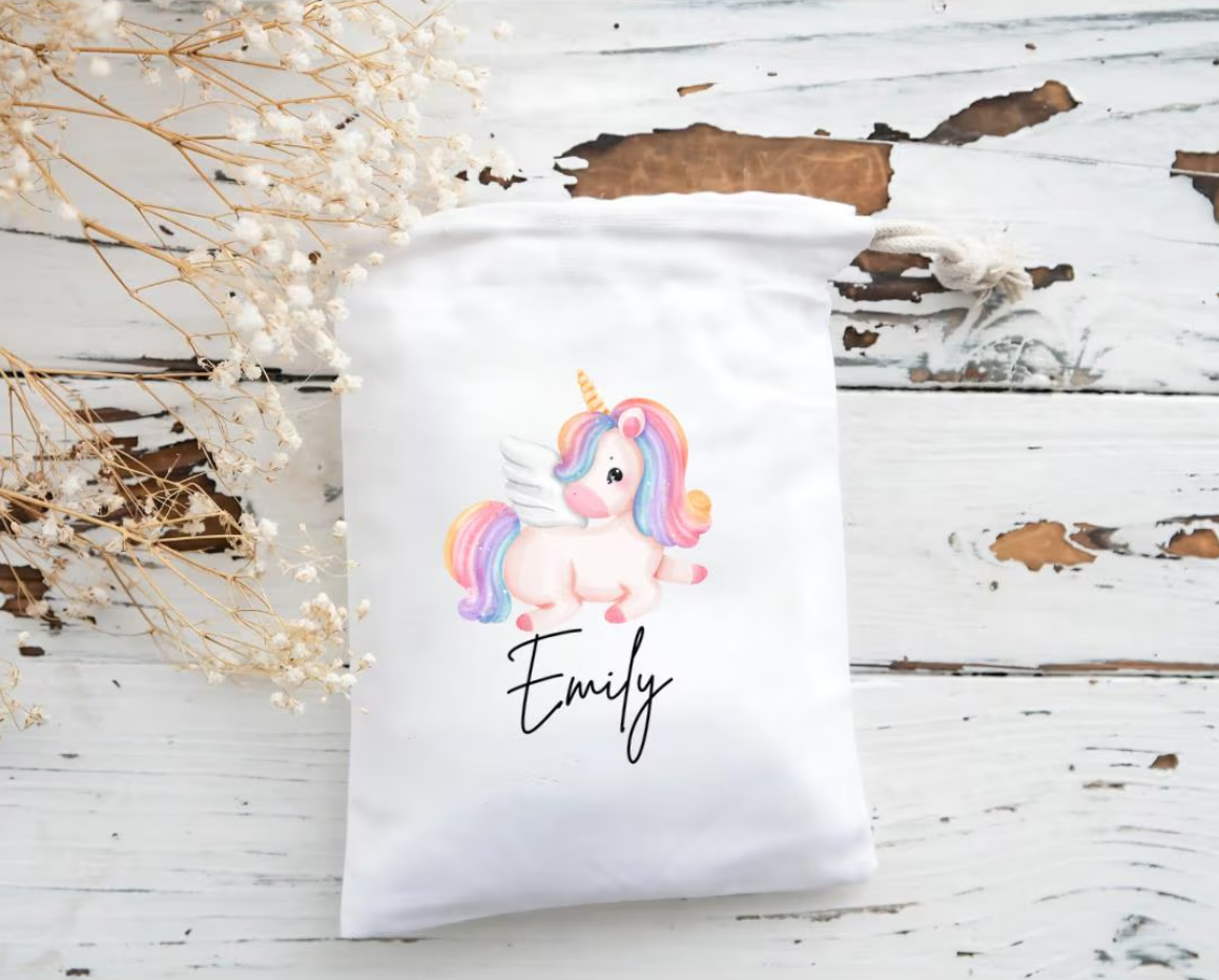 Personalised Unicorn Bag, Custom Name, PE Bag, Custom Bag, Sports Bag, School Bag, Diggers, Nursery Bag, Over Night Bag