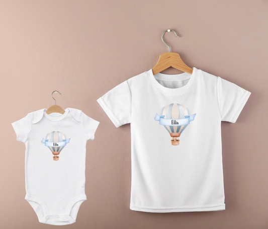 Hot Air Balloon T-shirt, Baby Bodysuit, Children's, Baby Bodysuit Vest, Gift For Child, Toddler Present, Gift, Present, Cute Clothes