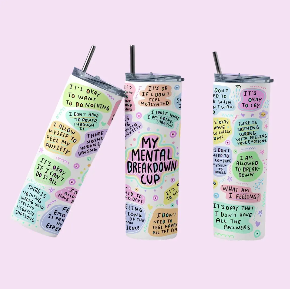 Mental Health Tumbler, Positive Affirmations Self Love, Affirmations Gift, Wellbeing Gift, Self Love Bottle, Gift For Her, Drink Bottle