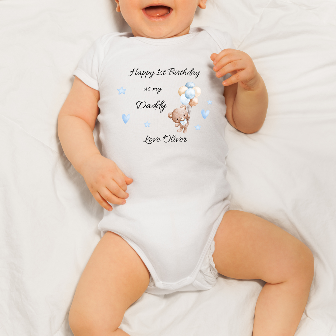 Happy Birthday Daddy Body Suit, Personalised 1st Birthday As My Daddy Bodysuit, Dad Birthday, Baby Vest, Baby Gift, Cute Baby Clothes