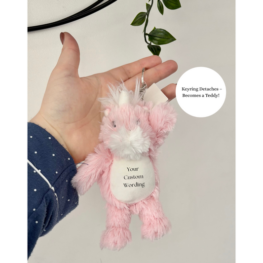Custom Pink Unicorn Keyring, Keyring Gift, Unicorn Gift, Unicorn Present, Custom Text Keyring, Personalised Unicorn Keyring, Gift For Her