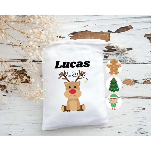 Custom Christmas Sack, Custom Present Sack, Reindeer, Gingerbread Man, Tree, Elf, Present Sack, Christmas Present Holder, Xmas Presents