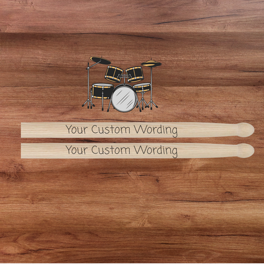 Custom Laser Engraved Drum Sticks 32cm, Personalised Drumsticks, Unique Music Gift, Drummer Gift, Custom Name Drumsticks, Lasered Drumsticks