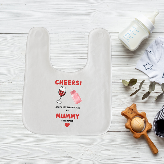 Happy Birthday Mummy Bib, Personalised 1st Birthday As My Mummy Bib, Mum Birthday, Baby Bib, Baby Gift, Cute Baby Bib