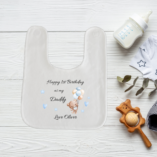 Happy Birthday Daddy Bib, Personalised 1st Birthday As My Daddy Bib, Dad Birthday, Baby Bib, Baby Gift, Cute Baby Bib