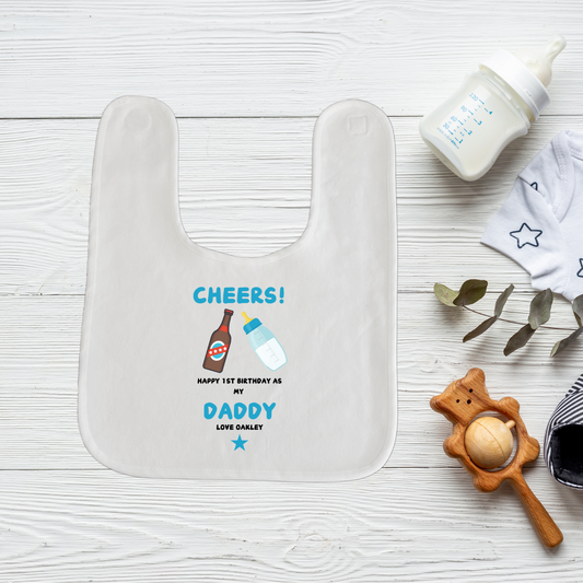 Happy Birthday Daddy Bib, Personalised 1st Birthday As My Daddy Bib, Dad Birthday, Baby Bib, Baby Gift, Cute Baby Bib