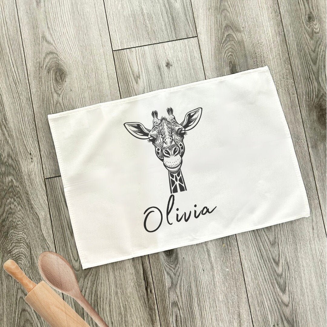 Custom Giraffe Tea Towel, Personalised Tea Towel, Name Tea Towel, New Home Gift, Home Decor, First Home Gift, Housewarming, Gift For Her