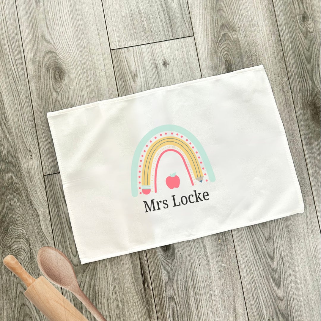 Custom Teachers Tea Towel, Personalised Tea Towel, Name Tea Towel, Teaching Gift, Present For Teacher, Gift For Teacher, Nursery Teacher