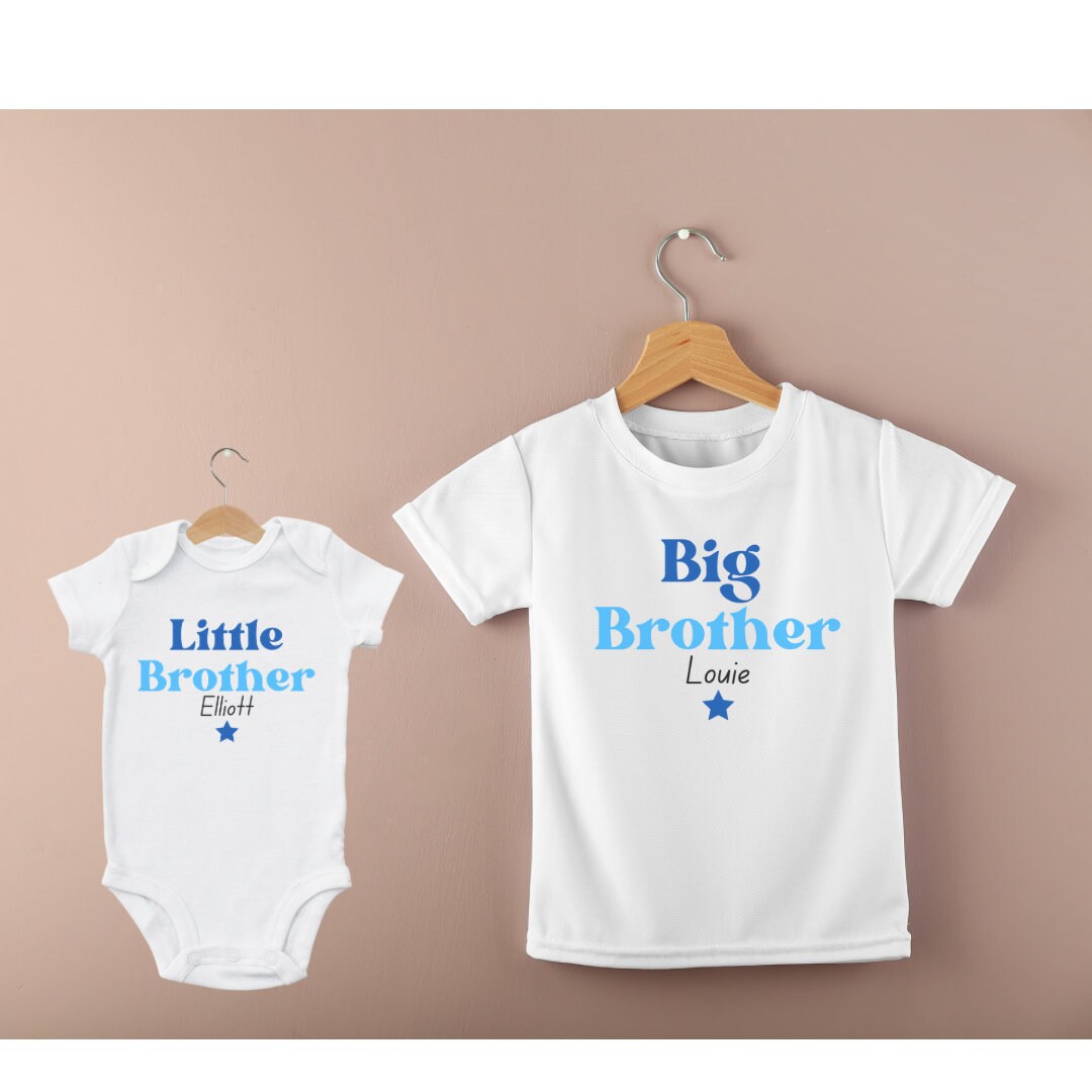 Personalised Big Brother T-Shirt, Little Brother T-Shirt, Baby Bodysuit Vest, Children's T-Shirt, Bodysuit, Brothers, Siblings, New Brother