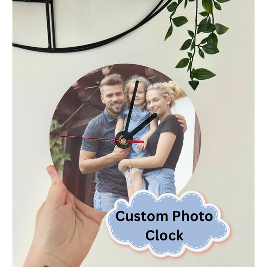 Custom Round Clock, Photo On Clock, Wall Clock, Family Keepsake, Gifts For Her, Family Gifts, Home Decor, Glass Wall Clock, Personalised