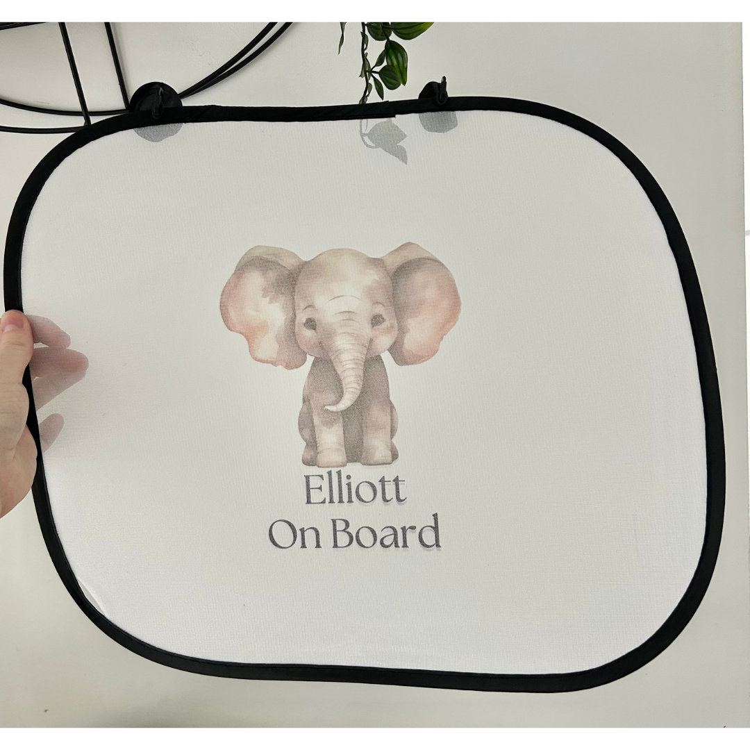 Custom Car Shade, Elephant And Name, Car Shade Blocker, Personalised Car Shade, Sun Protector, Car Accessory, Kids Car Shade, Children's