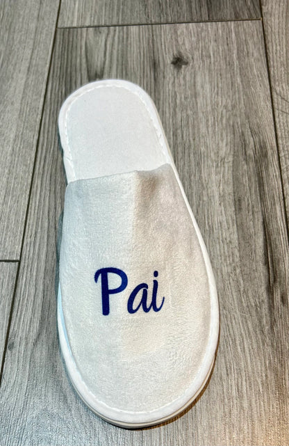 Personalised Spa Slippers, White Closed Toe, Slippers For Groom Bride Bridal, Party Any Message Any Name, Birthday, Favour, Custom Slippers