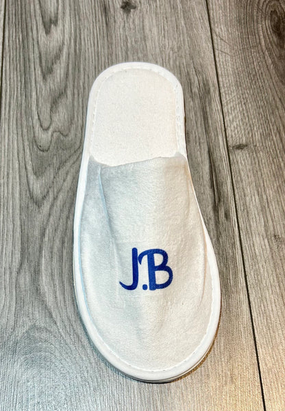 Personalised Spa Slippers, White Closed Toe, Slippers For Groom Bride Bridal, Party Any Message Any Name, Birthday, Favour, Custom Slippers