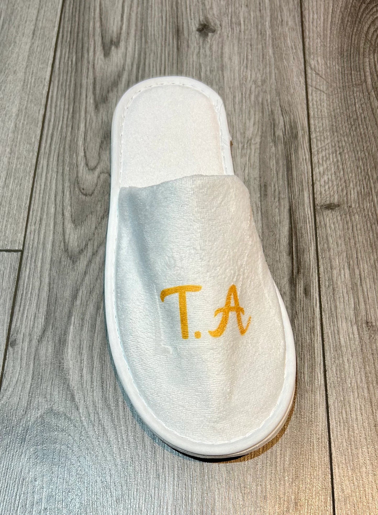 Personalised Spa Slippers, White Closed Toe, Slippers For Groom Bride Bridal, Party Any Message Any Name, Birthday, Favour, Custom Slippers