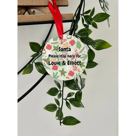 Personalised Christmas Keepsake, Santa Stop Here, Santa Decor, Childrens Xmas, Kids Xmas Sign, Tree Decoration, Santa's Coming