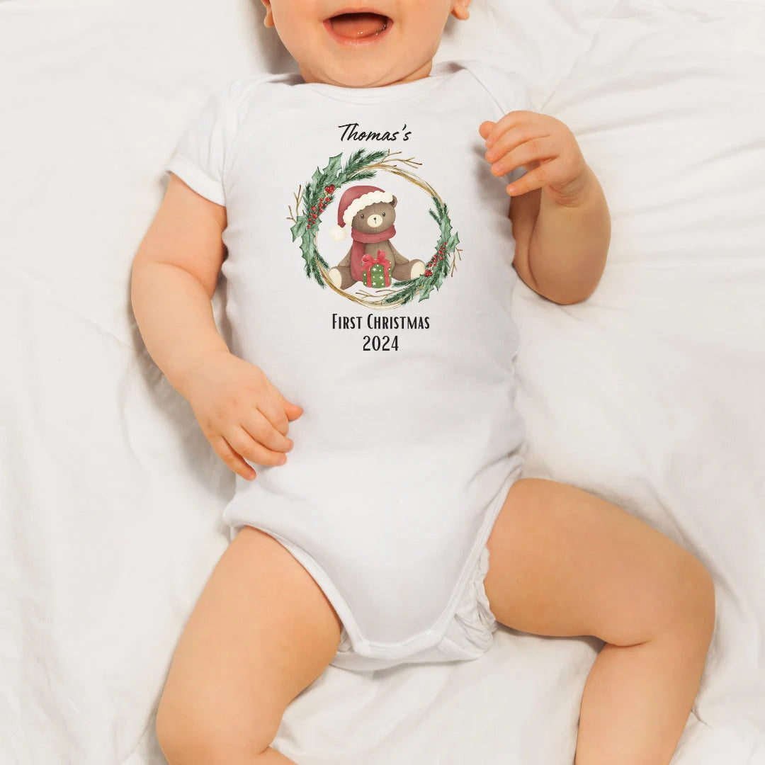 Personalised First Christmas Bodysuit, My First Christmas Baby Vest, Sleepsuit, 1st Christmas Baby Outfit, First Christmas Baby Gift