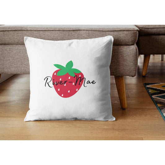 Personalised Strawberry Name Cushion COVER, Gift for Kids, Birthday Gift, Nursery Decor, Fruit Pillow, Strawberry Decor, Berry