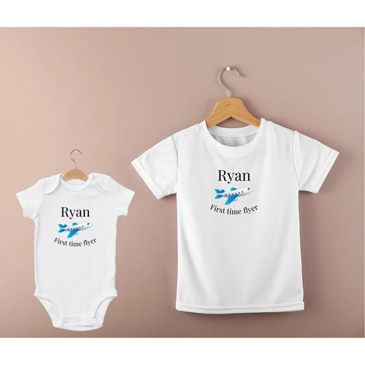 First Time Flyer T-Shirt, Children's T-Shirt, Baby Bodysuit Vest, First Holiday, Air Plane Top, Flyer T-Shirt, Baby 1st Holiday