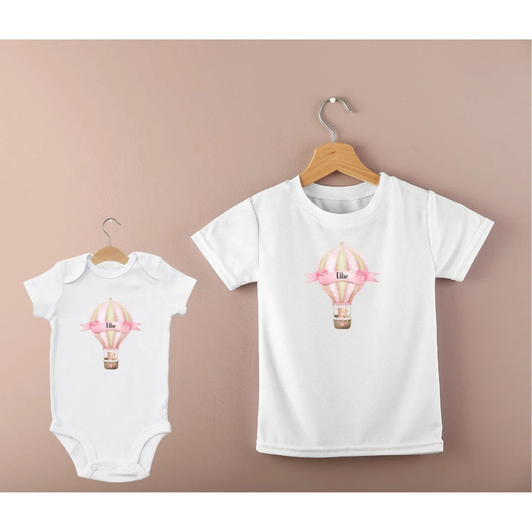 Hot Air Balloon T-shirt, Baby Bodysuit, Children's, Baby Bodysuit Vest, Gift For Child, Toddler Present, Gift, Present, Cute Clothes