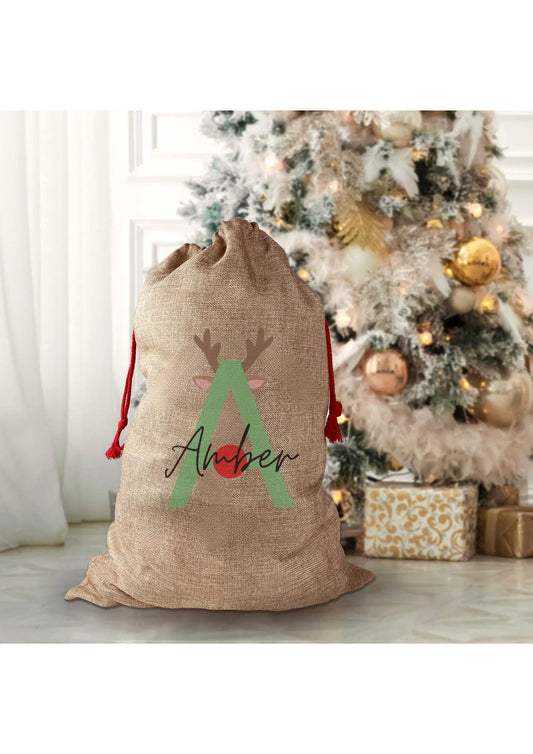 Custom Christmas Sack, Custom Present Sack, Reindeer, Present Sack, Christmas Present Holder, Xmas Presents