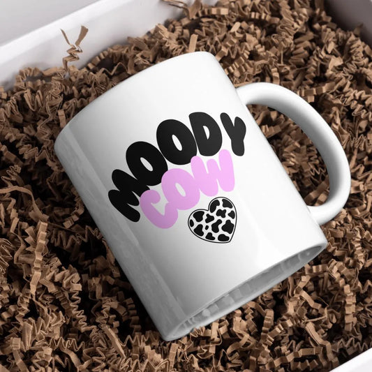 Moody Cow Mug, Funny Gift, Birthday Gift, Drinkware, Cow, For Her, Present, Funny Present, Mug Present, Joke Present