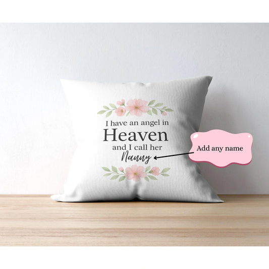 Personalised Cushion COVER, I Have an Angel in Heaven And I Call Her [Name] – Memorial Cushion Cover Only, Custom Remembrance Gift