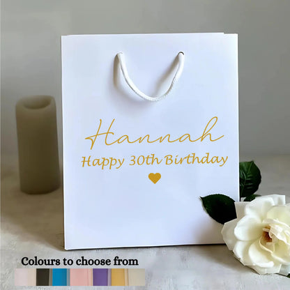 Personalisierte Luxus-Geschenktüte zum Geburtstag, Alter und Name, verschiedene Farben, Geschenk zum 18., 21., 30., 50., 60., für Ihn, für Sie, Geschenk
