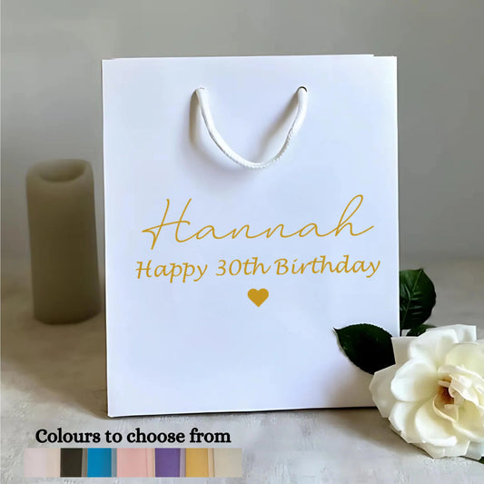 Personalisierte Luxus-Geschenktüte zum Geburtstag, Alter und Name, verschiedene Farben, Geschenk zum 18., 21., 30., 50., 60., für Ihn, für Sie, Geschenk