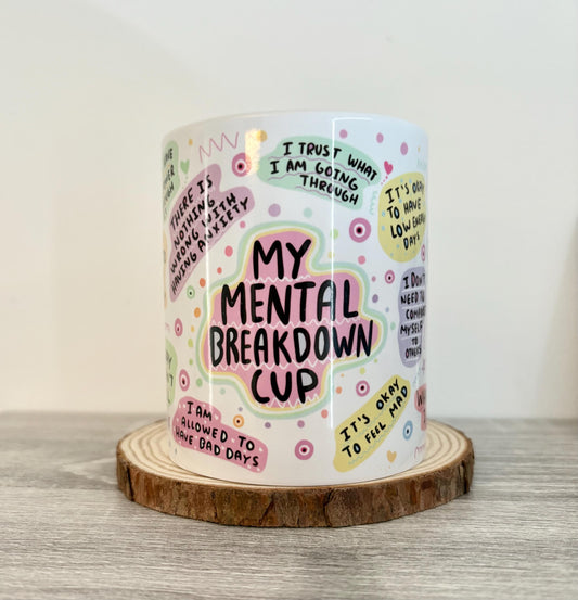 Mental Breakdown Mug, Funny Coffee Cup for Anxiety, Stress Relief, Emotional Support, Gift for Burnout, Overthinkers, Hot Mess Express