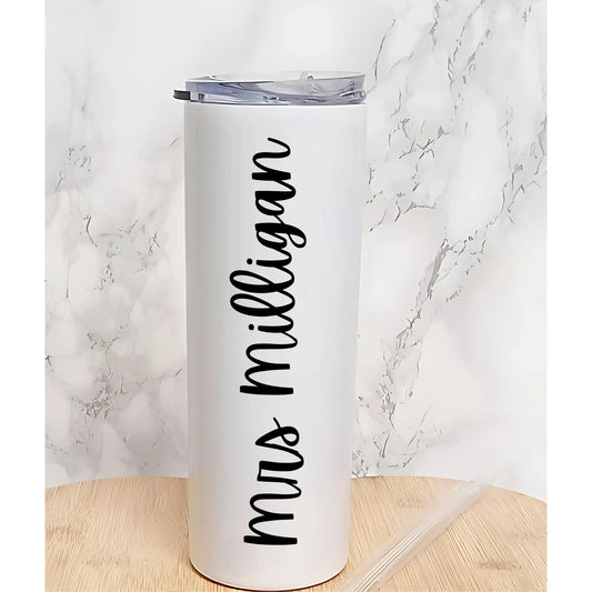 Personalised Teacher Tumbler, Custom Insulated Cup with Teacher’s Name, Reusable Teacher Gift, End of Term or Thank You Present
