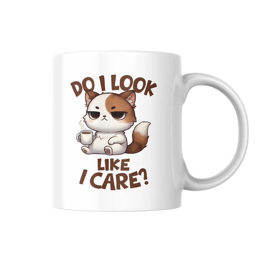 Do I Look Like I Care Cat Mug, Funny Cat Coffee Cup, Sassy Cat Lover Gift, Humorous Work from Home Mug, Cute Cat Mug, Office Humor Gift