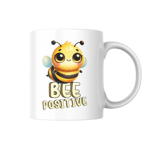 Bee Positive Mug, Cute Bee Coffee Cup, Motivational Animal Mug, Funny Bee Lover Gift, Inspirational Work from Home Mug, Cute Bee Art Mug