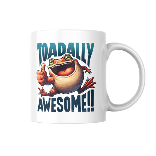 Toadally Awesome Mug, Funny Toad Lover Gift, Cute Animal Coffee Cup, Humour Pun Mug for Her or Him, Novelty Amphibian Mug