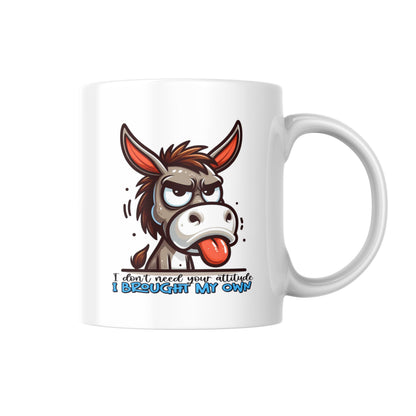 I Don't Need Your Attitude I Brought My Own Mug, Funny Donkey Coffee Cup, Cute Animal Humor Gift, Quirky Tea Mug, Humorous UK Present