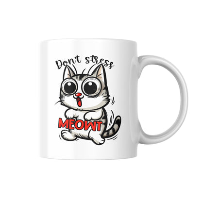 Don't Stress Meowt Mug, Funny Cat Coffee Cup, Cute Cat Lover Humor Gift, Quirky Tea Mug, Sarcastic Pet Owner Present, UK Gift