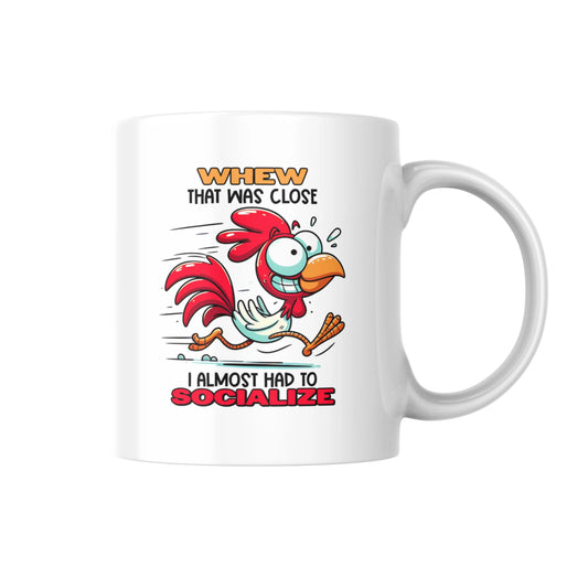 Whew That Was Close I Almost Had to Socialise Mug, Funny Introvert Gift, Anti Social Coffee Cup, Sarcastic Humor Present, UK Tea Mug