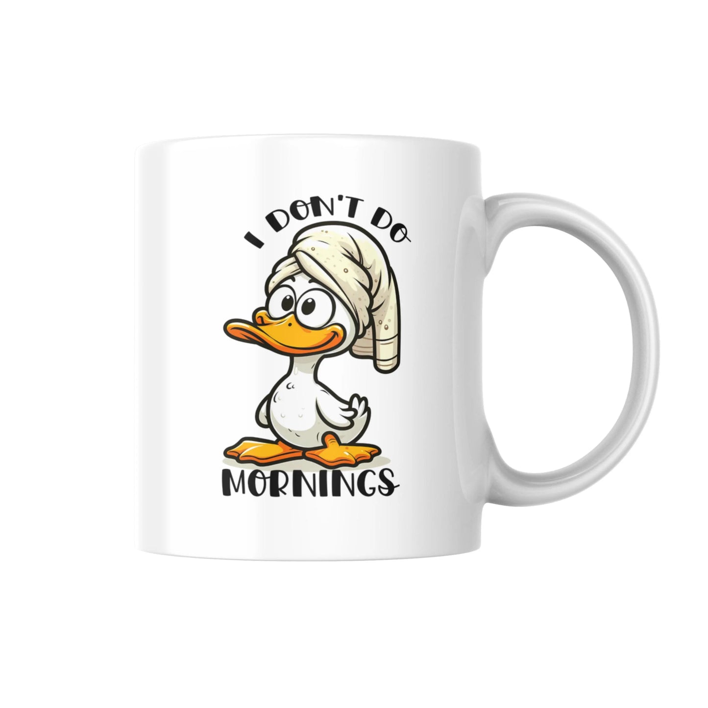 I Don’t Do Mornings Mug, Funny Duck Coffee Cup, Cute Animal Humor Gift, Quirky Tea Mug, Sarcastic Pet Lover Present, UK Gift