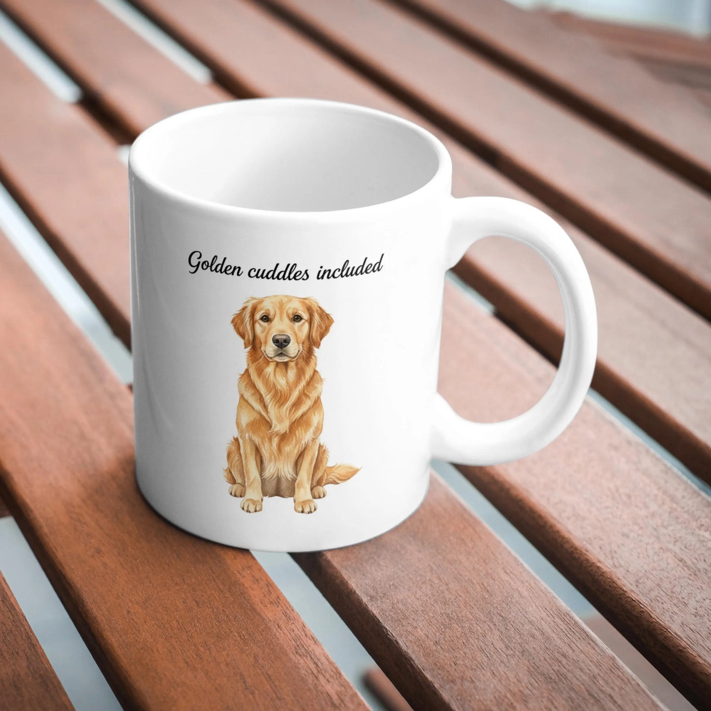 Golden Cuddles Included Mug, Golden Retriever Coffee Cup, Funny Dog Lover Gift, Cute Golden Retriever Mug for Mum, Pet Coffee Cup
