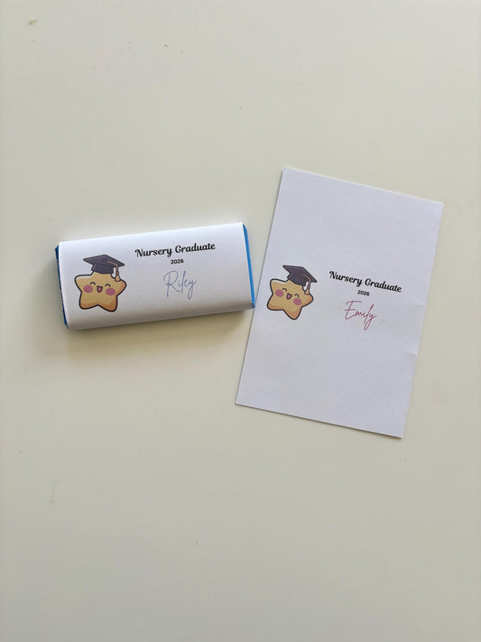Personalised Nursery Graduate 2026 Chocolate Wrapper, Custom Name Design, Nursery Leaver Gift, Kids Graduation Treat, Class of 2026 Keepsake