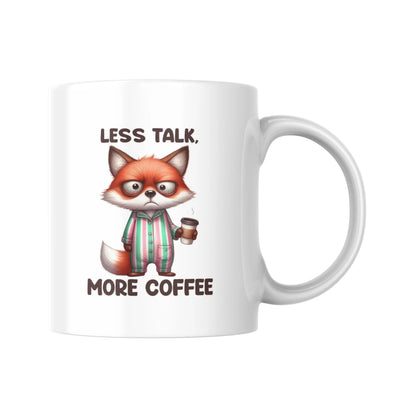 Less Talk More Coffee Mug, Funny Fox Coffee Cup, Cute Animal Mug for Coffee Lovers, Morning Humor Gift for Mum or Friend