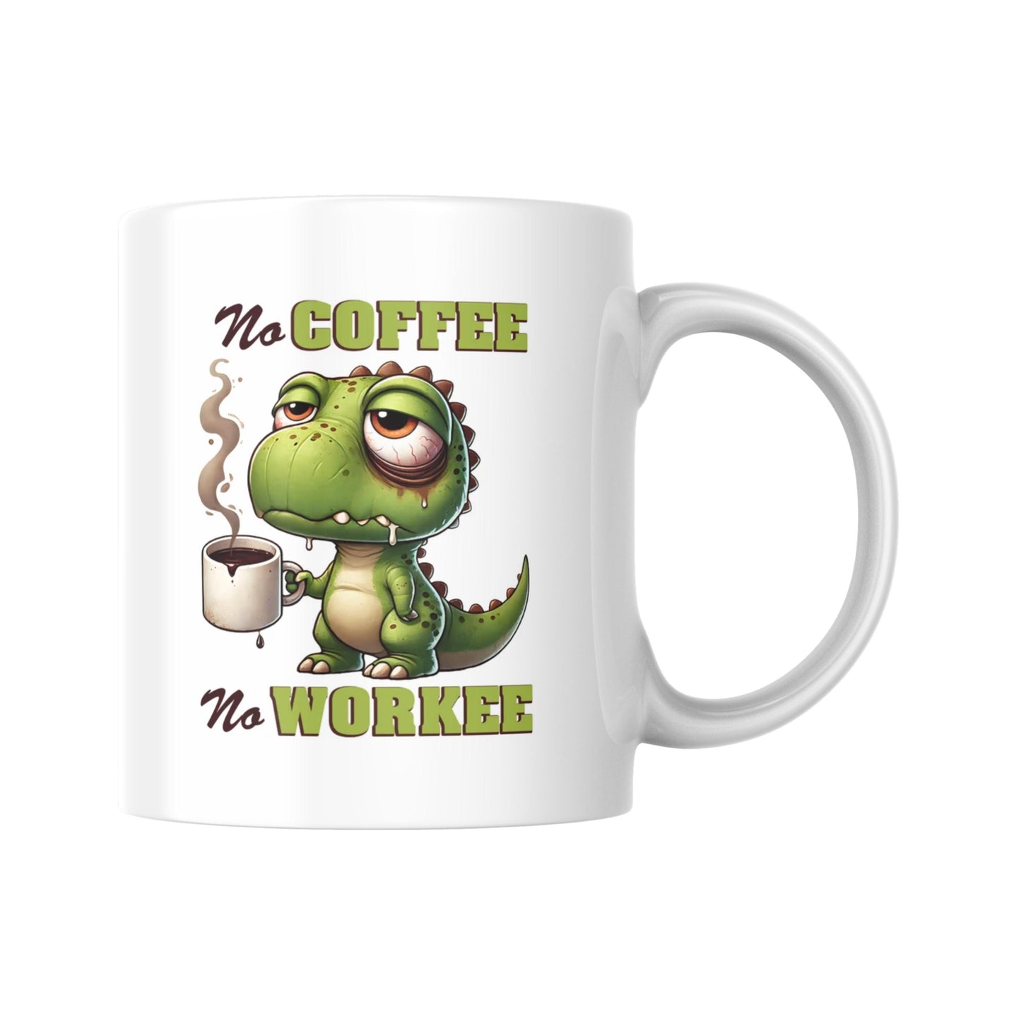 No Coffee No Workee Mug, Funny Dinosaur Coffee Cup, Cute Animal Mug for Coffee Lovers, Morning Humor Gift for Mum or Friend