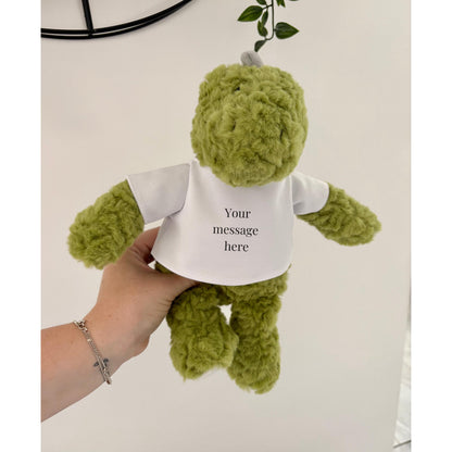 Personalised Green Dinosaur Teddy, Custom Name Plush, Personalised Soft Toy, Custom Message Gift, Birthday Gift for Children