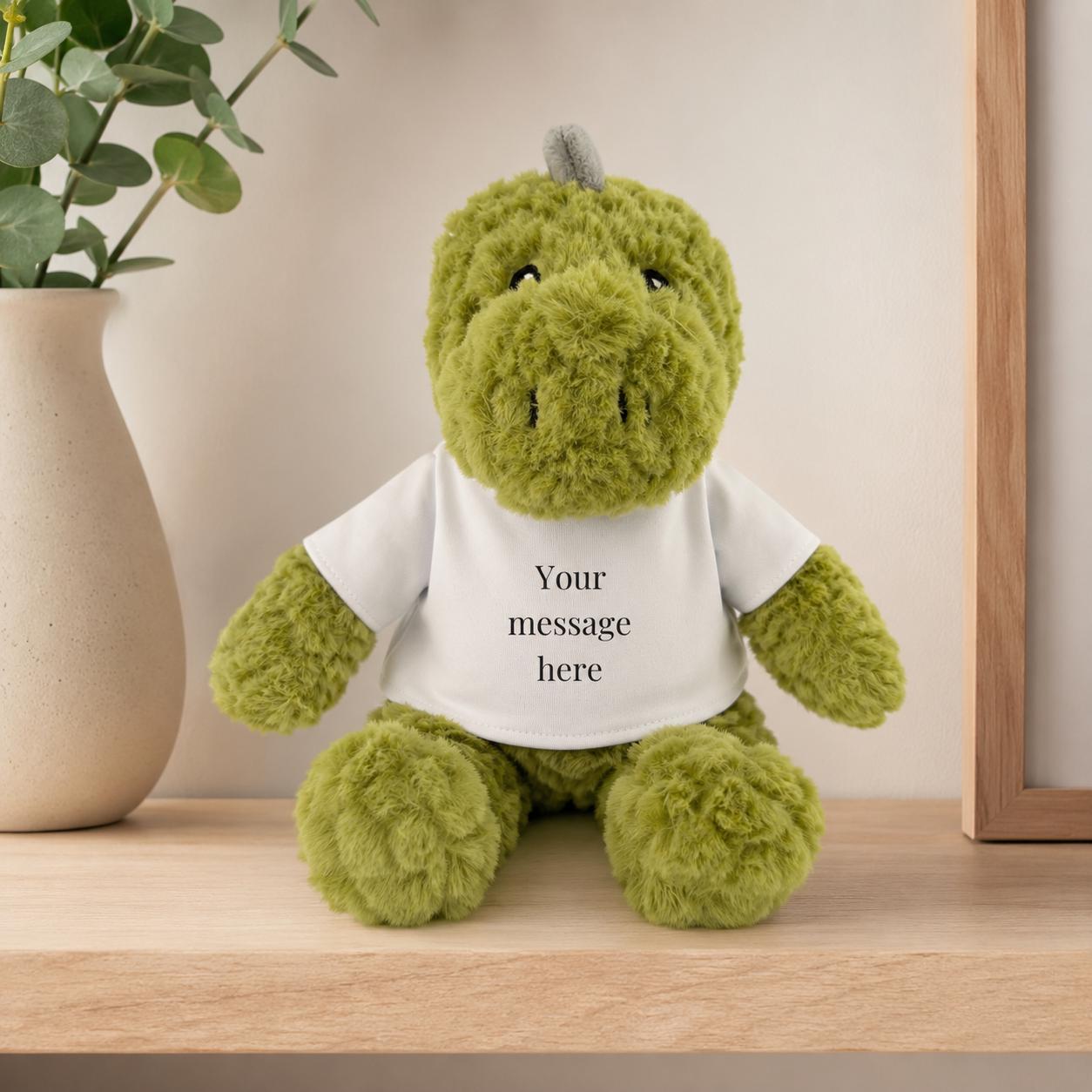 Personalised Green Dinosaur Teddy, Custom Name Plush, Personalised Soft Toy, Custom Message Gift, Birthday Gift for Children
