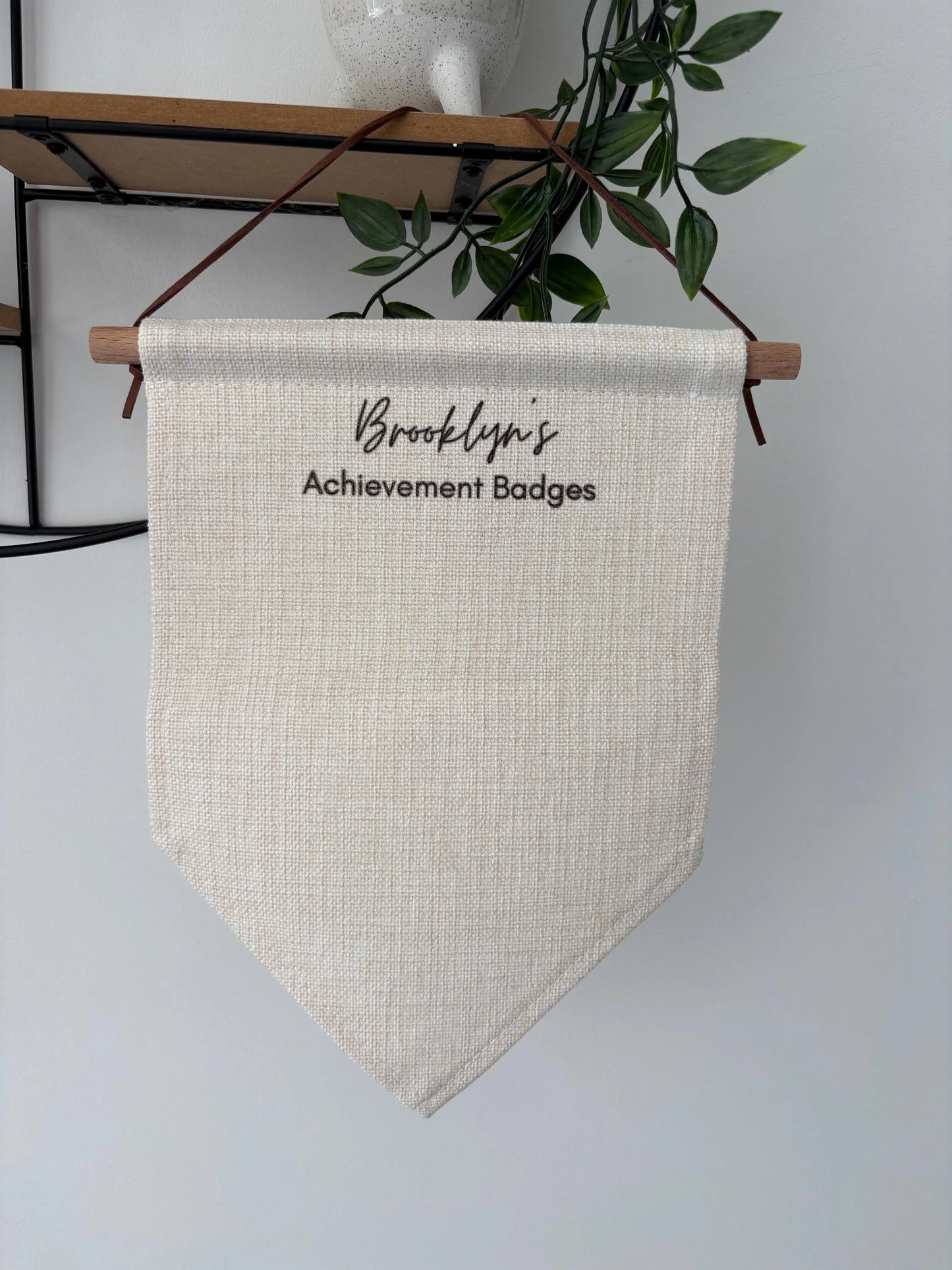Personalised Achievement Badge Holder Pennant, Custom Name Hanging Banner For Achievement Badges, Kids Room Display,  Award Organizer